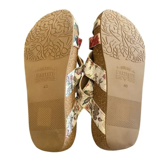NWOT L’Artiste 40/9 Spring Step Floral Sandals Cork Platform Boho